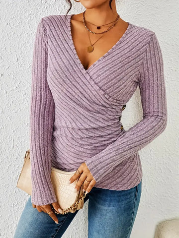 Ribbled V-Neck Shirt